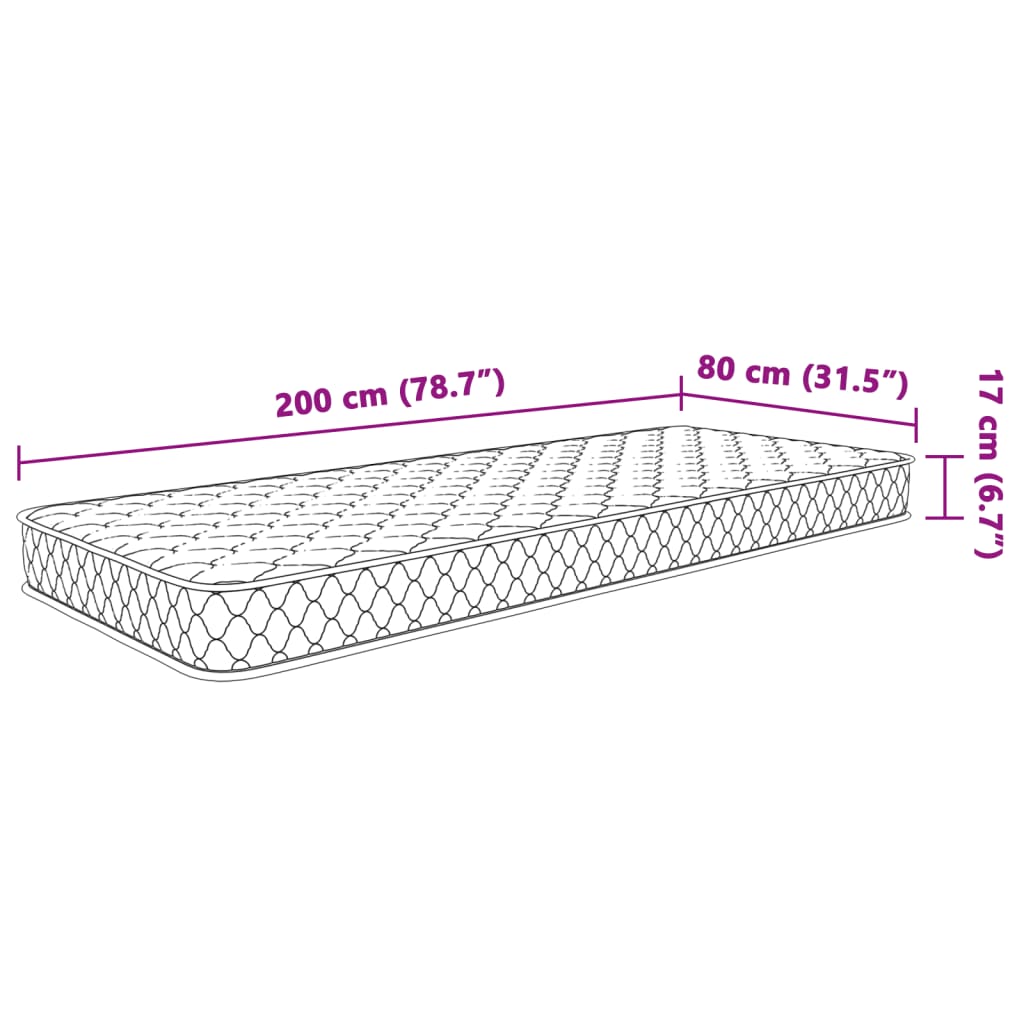 vidaXL Στρώμα με Αφρό Μνήμης Λευκό 80x200x17 εκ.