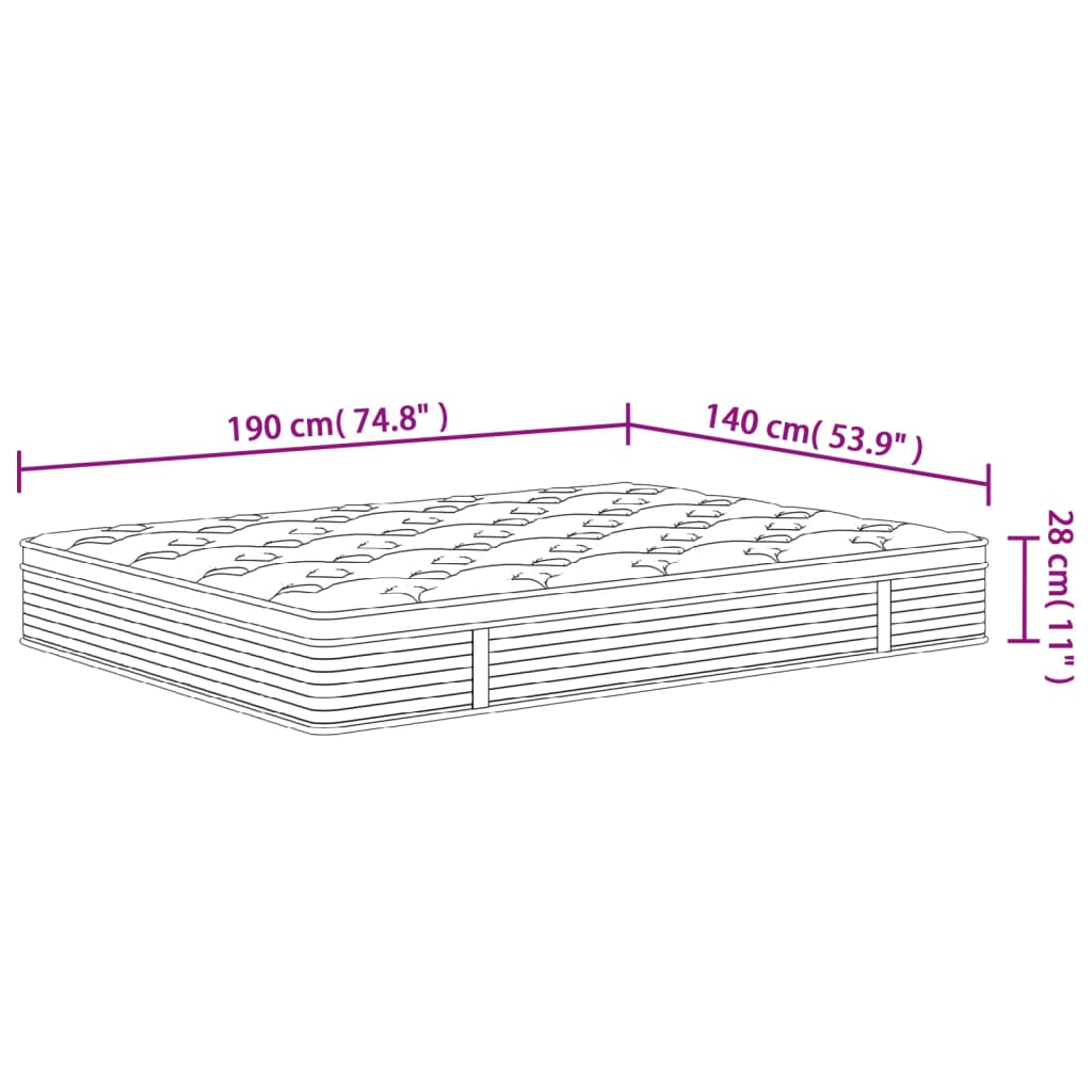 vidaXL Στρώμα με Pocket Springs Μεσαία 140x190 εκ.