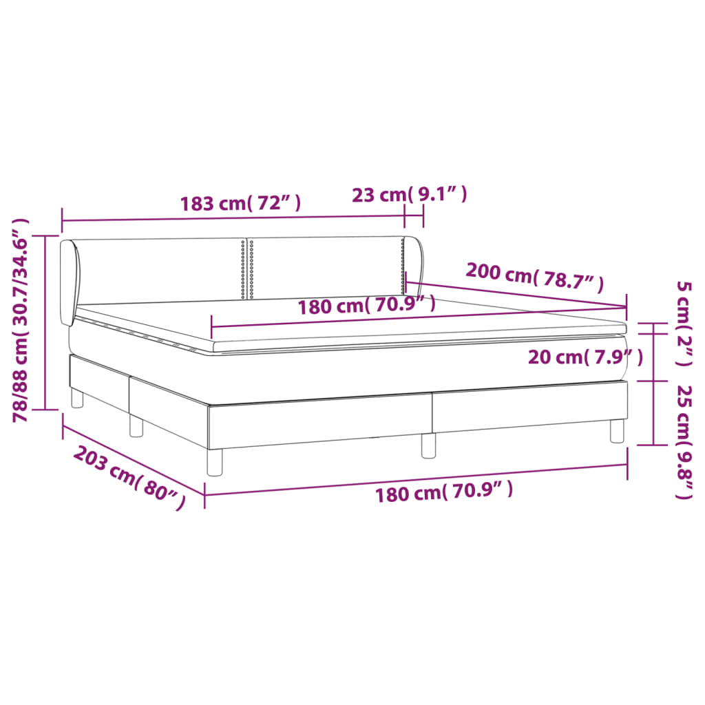 vidaXL Κρεβάτι Boxspring με Στρώμα Taupe 180x200 εκ. Υφασμάτινο