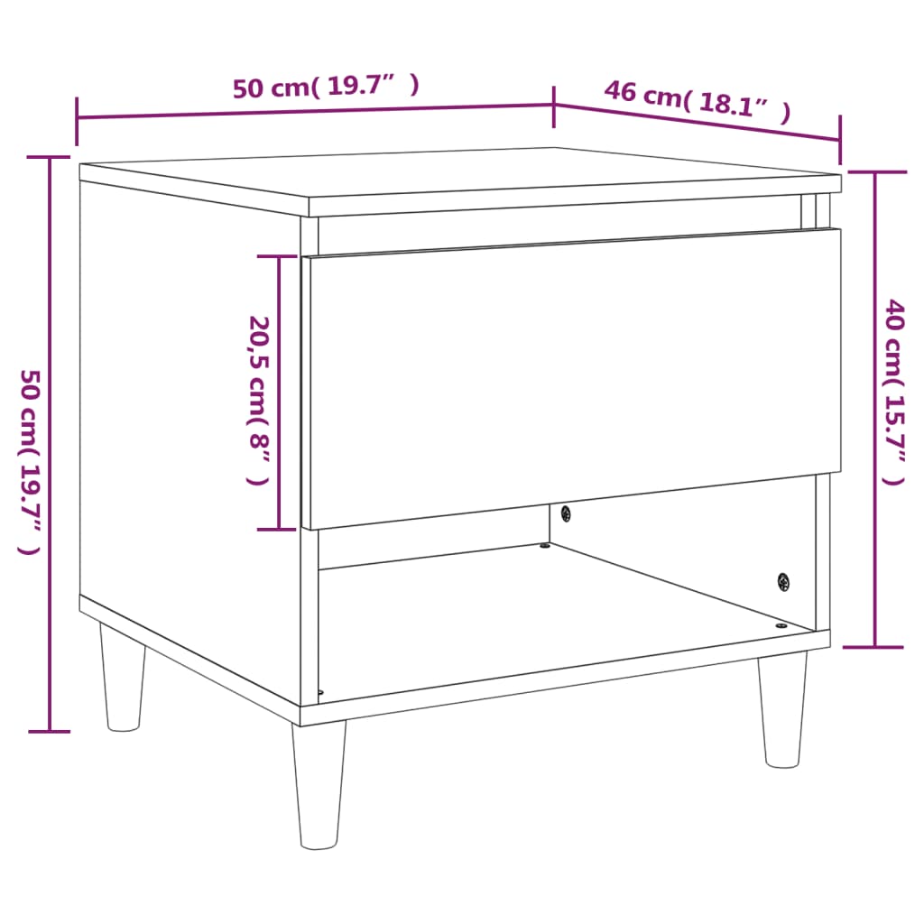 vidaXL Κομοδίνο Sonoma Δρυς 50 x 46 x 50 εκ. από Επεξεργασμένο Ξύλο