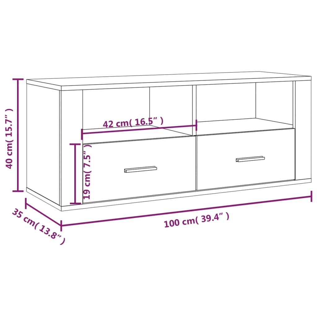 vidaXL Έπιπλο Τηλεόρασης Γκρι Sonoma 100x35x40 εκ. από Επεξεργ. Ξύλο