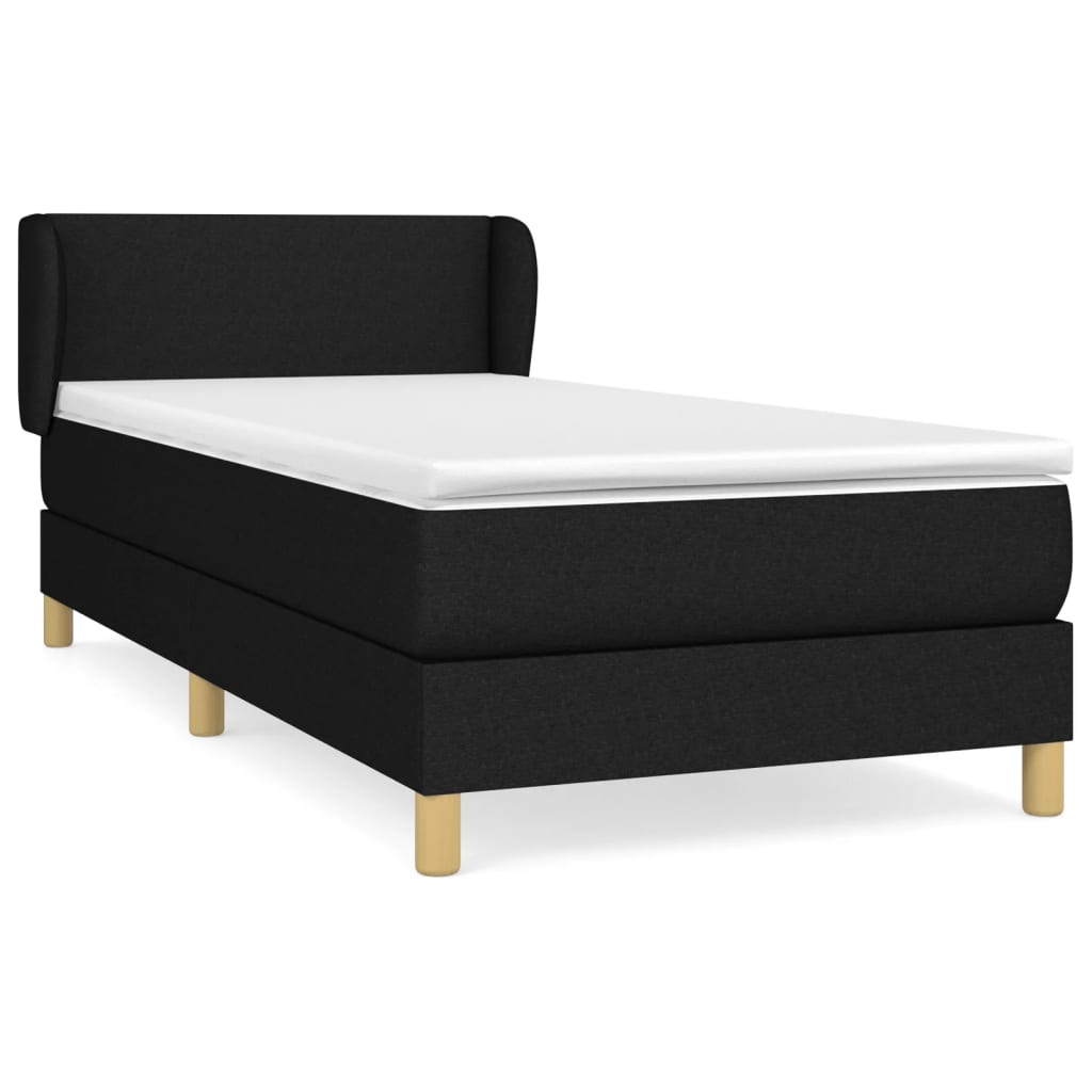 vidaXL Κρεβάτι Boxspring με Στρώμα Μαύρο 80 x 200 εκ. Υφασμάτινο