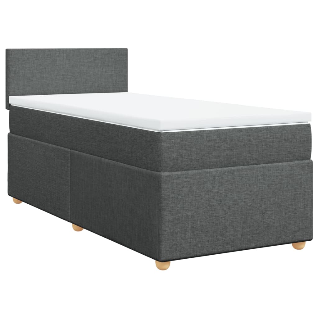 vidaXL Κρεβάτι Boxspring με Στρώμα Σκούρο Γκρι Single Υφασμάτινα