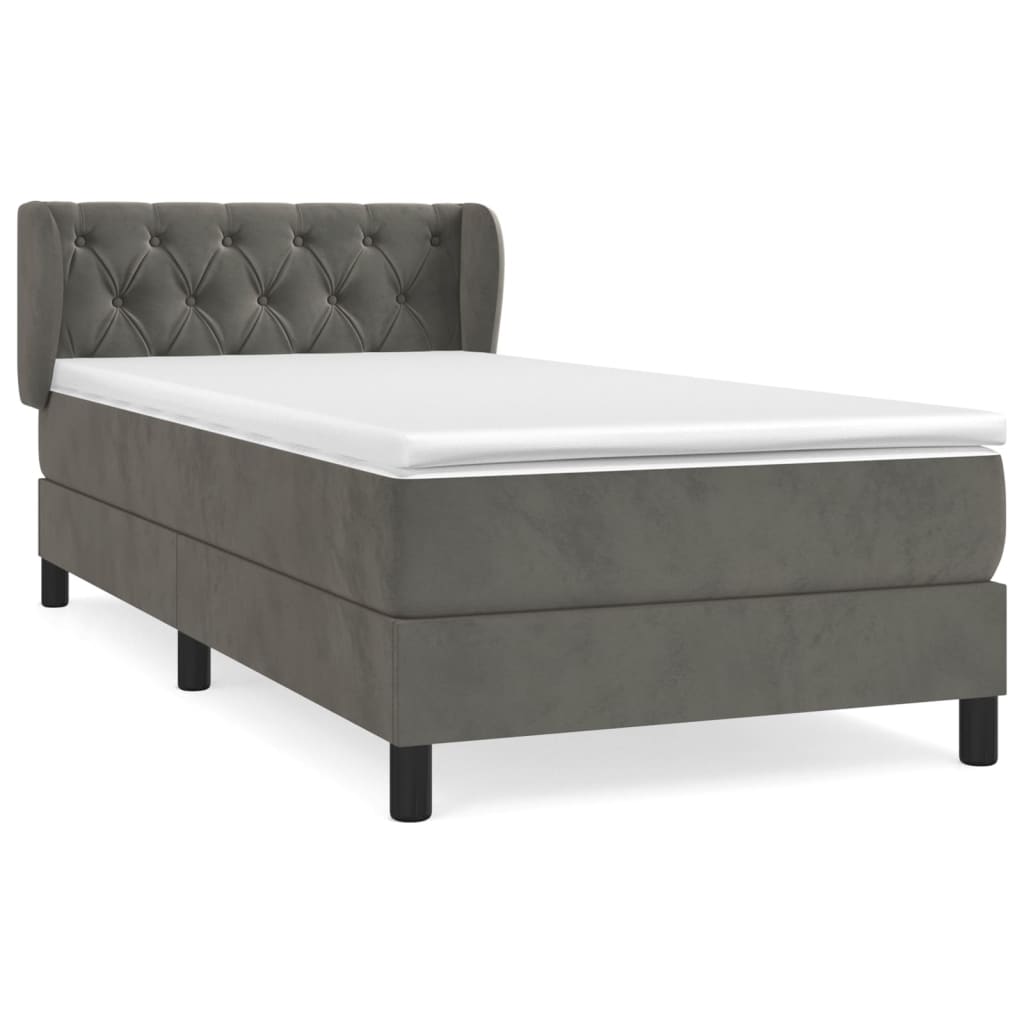 vidaXL Κρεβάτι Boxspring με Στρώμα Σκούρο Γκρι 80x200 εκ. Βελούδινο