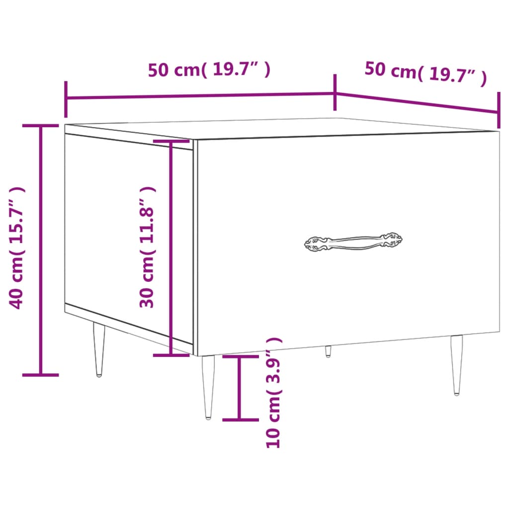 vidaXL Τραπεζάκια Σαλονιού 2 τεμ Καπνιστή Oak 50x50x40 εκ Επεξ. Ξύλο