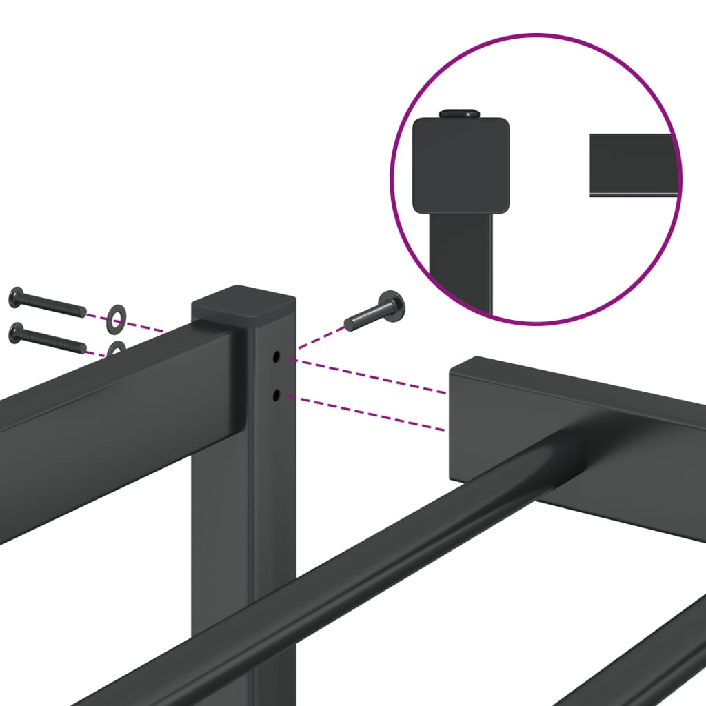 vidaXL Μεταλλικό πλαίσιο κρεβατιού Μαύρο 100x190 cm