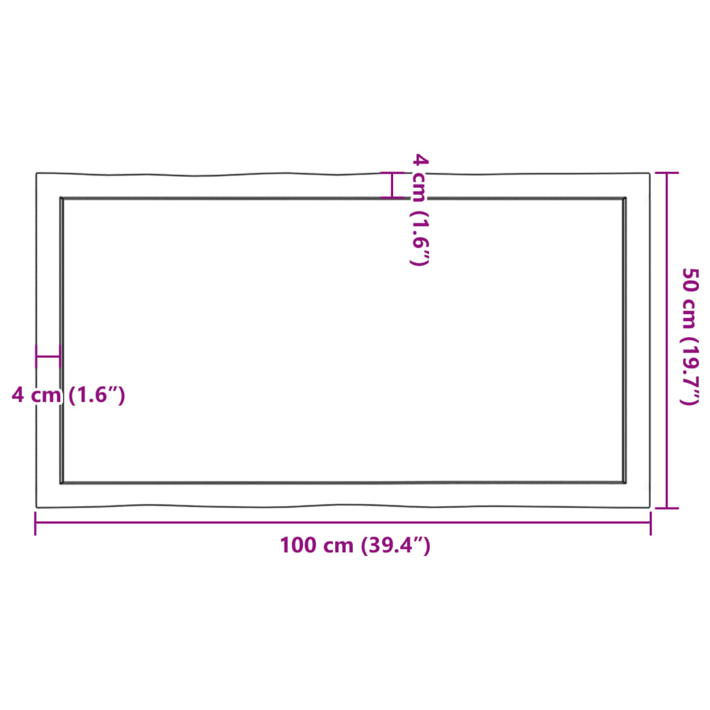 vidaXL Επιφ Τραπεζιού Αν Καφέ 100x50x(2-6)εκ.Ακατέργ. Μασίφ Ξύλο Δρυός