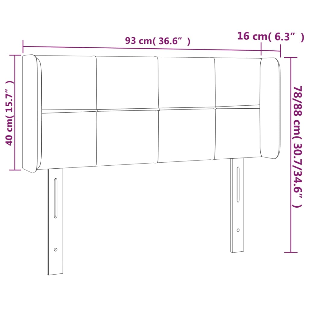 vidaXL Κεφαλάρι Κρεβατιού LED Ανοιχτό Γκρι 93x16x78/88 εκ. Βελούδινο