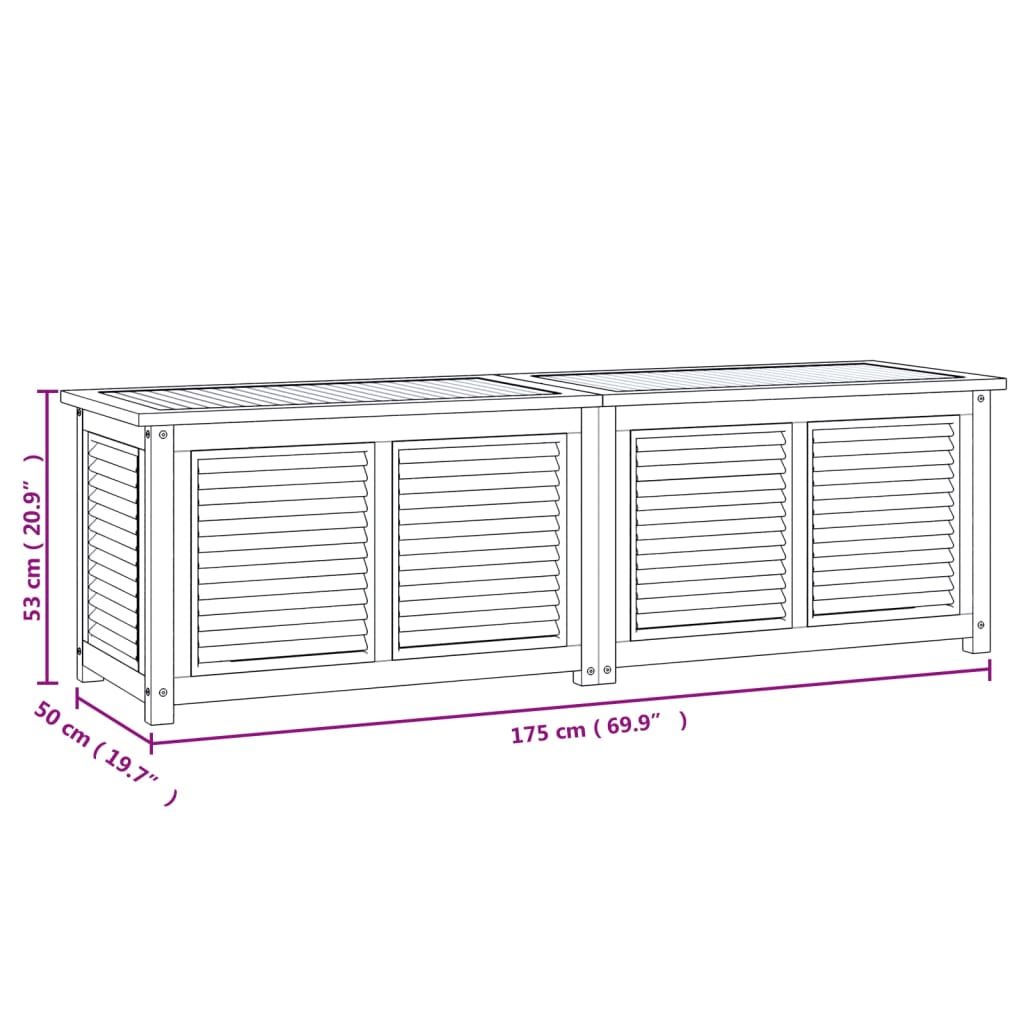 vidaXL Μπαούλο Αποθήκευσης Κήπου με Τσάντα 175x50x53εκ Μασίφ Ξύλο Teak