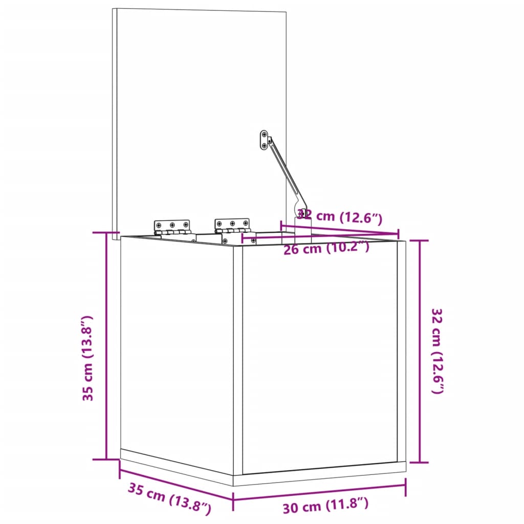 vidaXL Κουτί Αποθήκευσης Μαύρο 30x35x35 εκ. Επεξεργασμένο Ξύλο