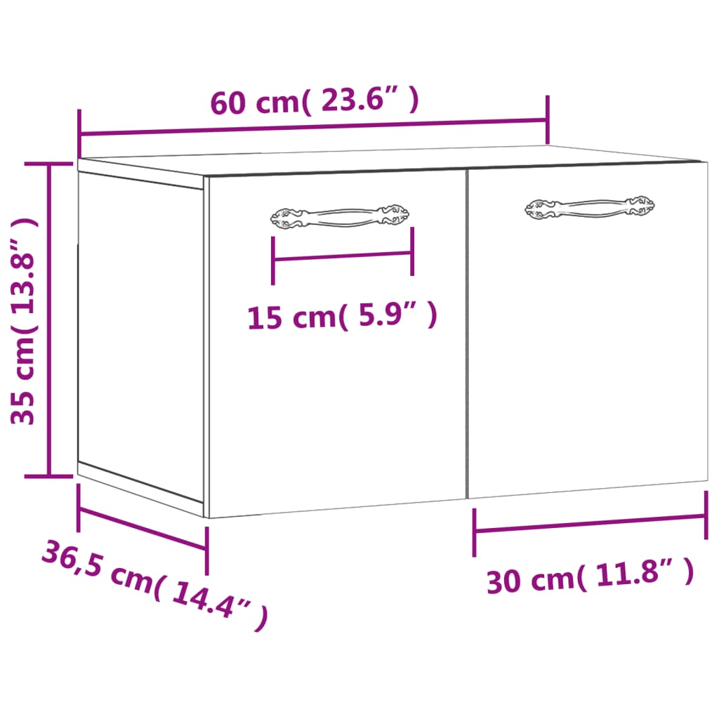 vidaXL Ντουλάπι Τοίχου Καπνιστή Δρυς 60x36,5x35 εκ. Επεξεργασμένο Ξύλο