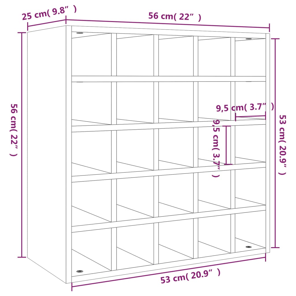 vidaXL Κάβα Κρασιών Μελί 56x25x56 εκ. από Μασίφ Ξύλο Πεύκου