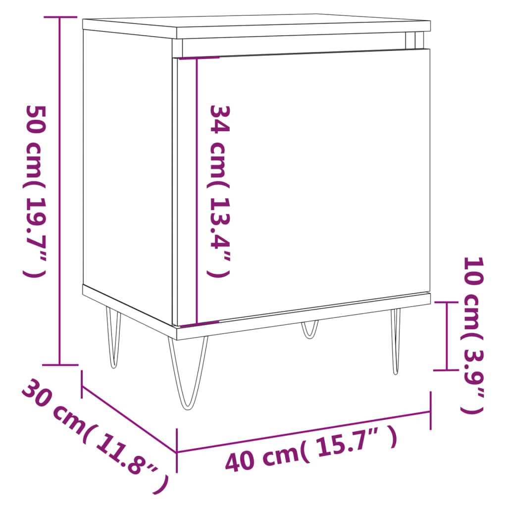 vidaXL Κομοδίνα 2 τεμ. Sonoma Δρυς 40x30x50 εκ. από Επεξεργασμένο Ξύλο