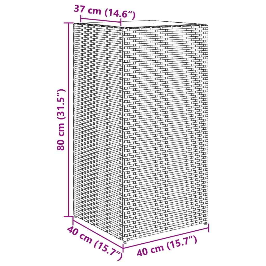 vidaXL Ζαρντινιέρες Κήπου 2 τεμ. Μαύρη 40x40x80εκ. από Συνθετικό Ρατάν