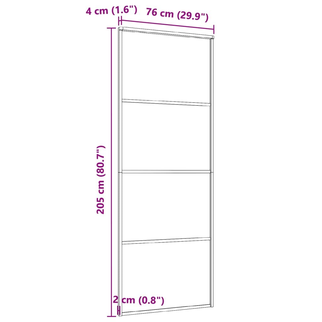 vidaXL Συρόμενη Πόρτα Λευκή Αμμοβολή 76 x 205 εκ. Γυαλί ESG/Αλουμίνιο