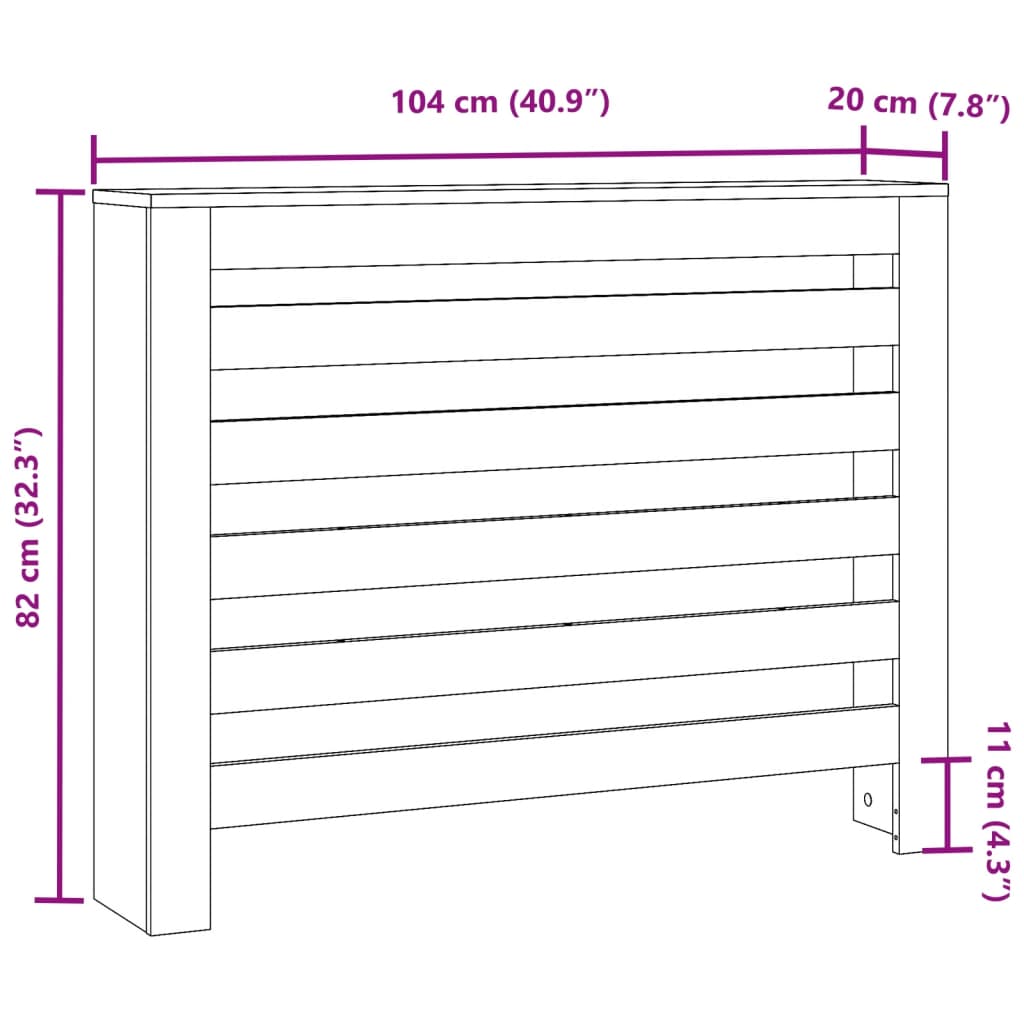 vidaXL Κάλυμμα Καλοριφέρ Γκρι Σκυροδέματος 104x20x82 εκ. Επεξ. Ξύλο