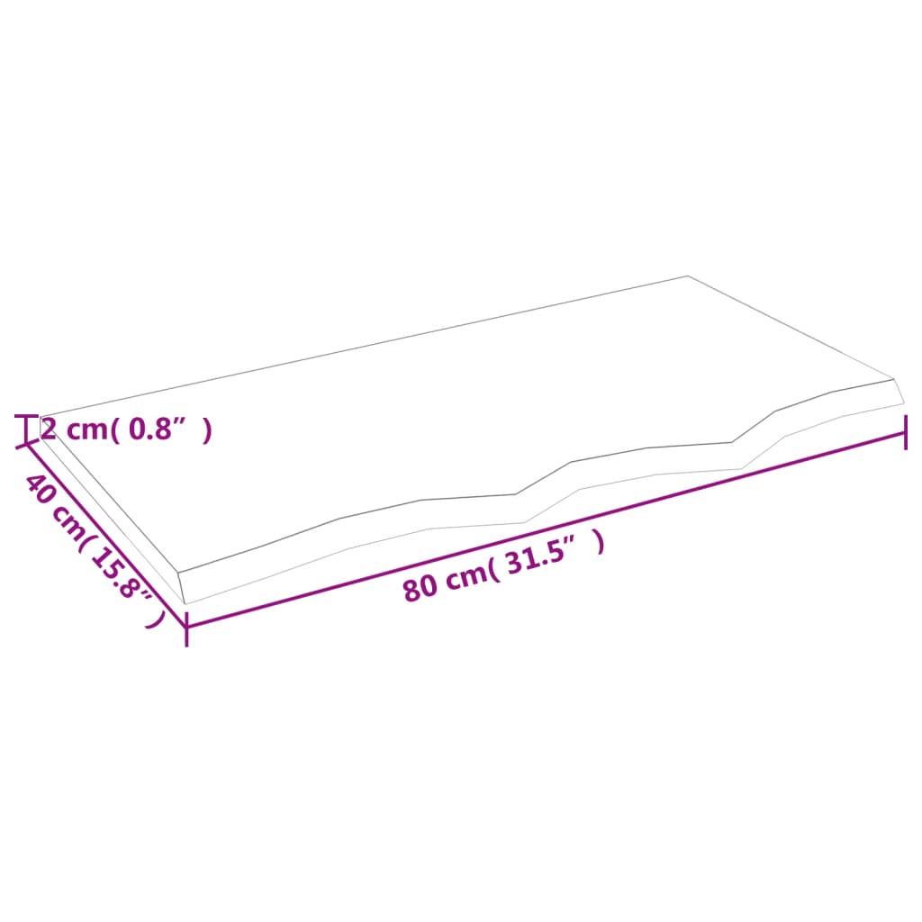 vidaXL Πάγκος Μπάνιου Σκούρο Καφέ 80x40x2 εκ. Επεξ. Μασίφ Ξύλο