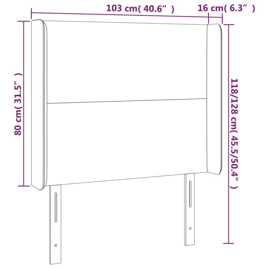 vidaXL Κεφαλάρι Κρεβατιού LED Σκούρο Μπλε 103x16x118/128 εκ. Βελούδινο