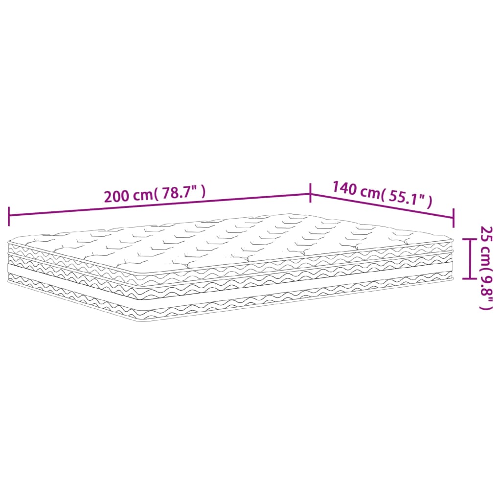 vidaXL Στρώμα με Pocket Springs Μεσαία 140x200 εκ.