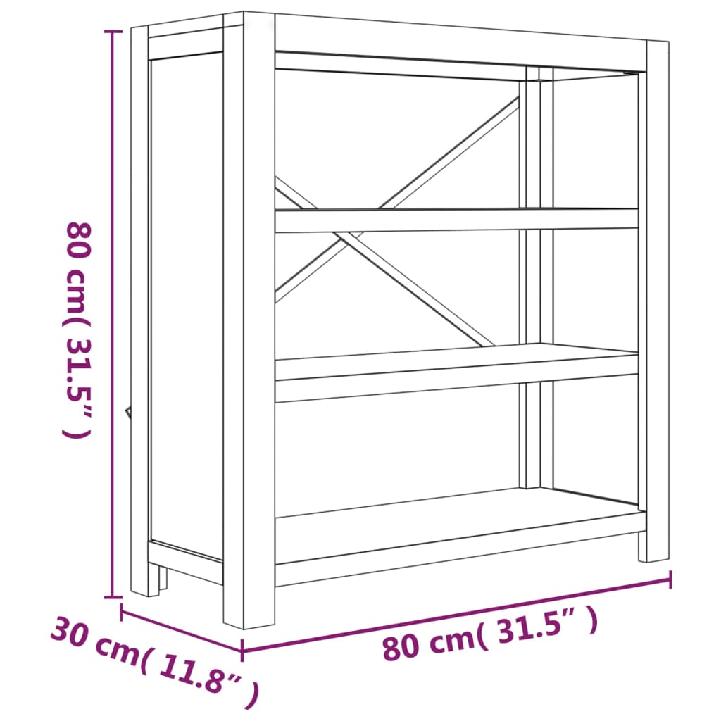 vidaXL Βιβλιοθήκη με 3 Επίπεδα 80x30x80 εκ. Μασίφ Ξύλο Ακακίας