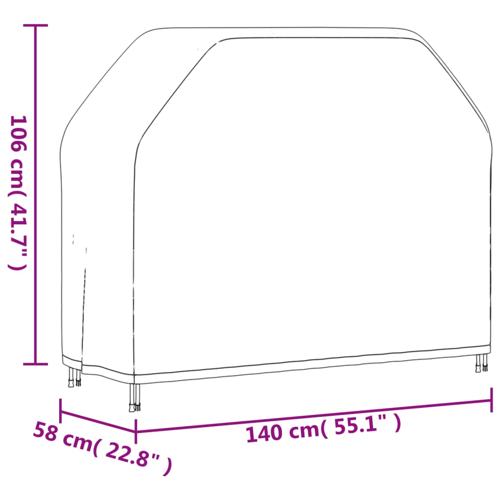 vidaXL Κάλυμμα Ψησταριάς 140x58x106 εκ. Μαύρο 420D Ύφασμα Oxford