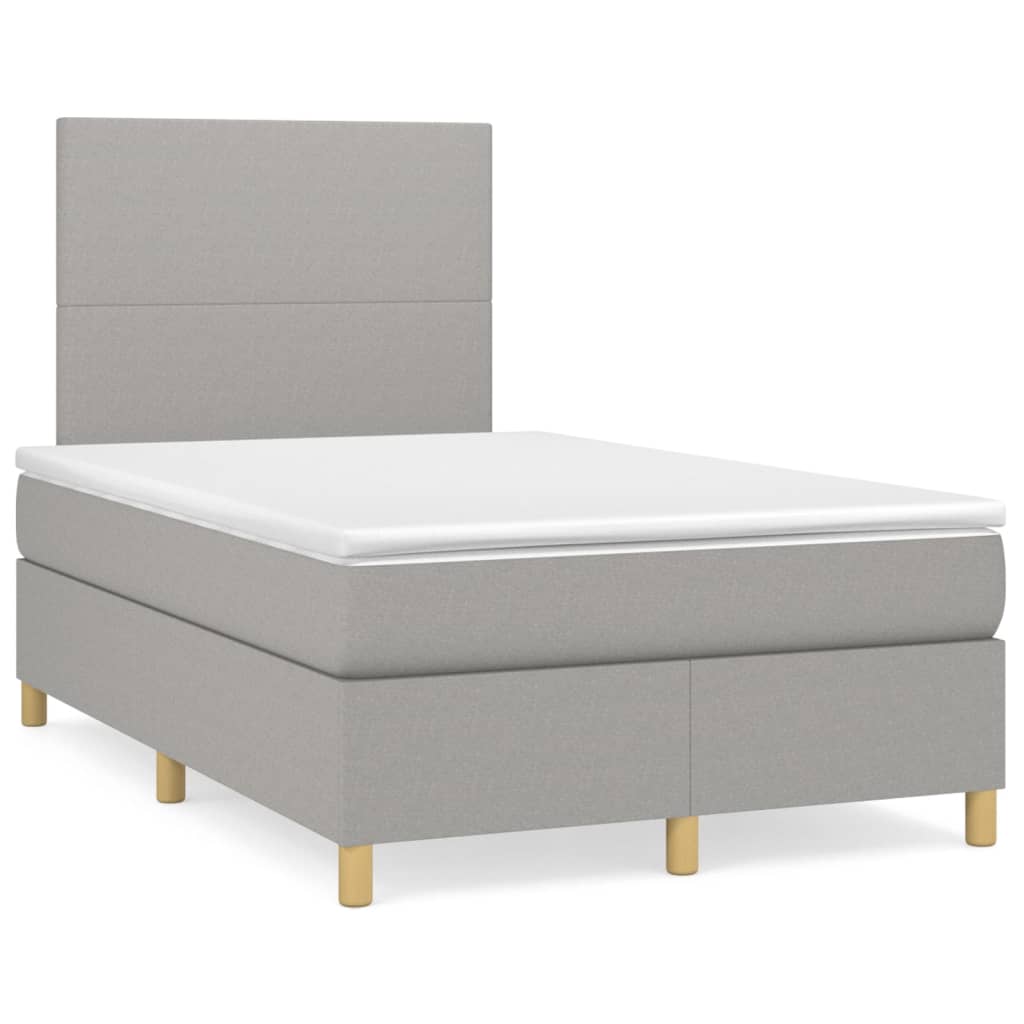 vidaXL Κρεβάτι Boxspring με Στρώμα & LED Αν.Γκρι 120x190εκ. Υφασμάτινο