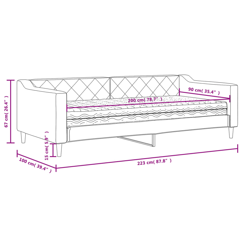 vidaXL Καναπές Κρεβάτι με Στρώμα Taupe 90 x 200 εκ. Υφασμάτινο