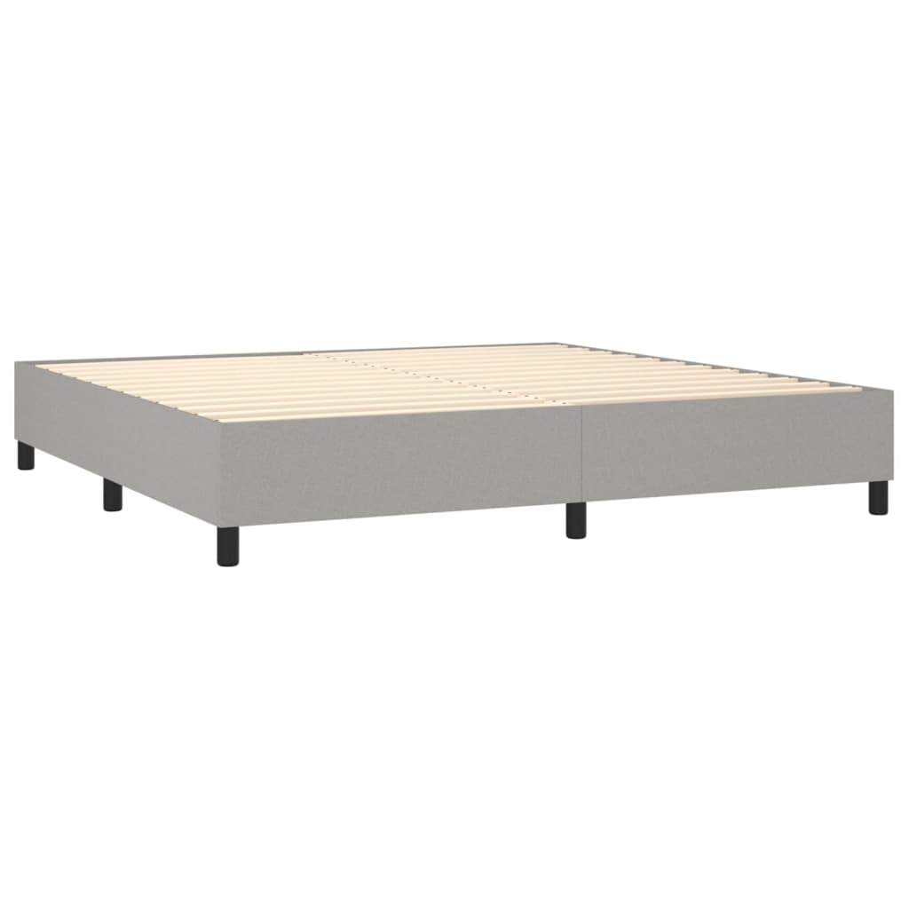 vidaXL Κρεβάτι Boxspring με Στρώμα & LED Αν.Γκρι 200x200εκ. Υφασμάτινο