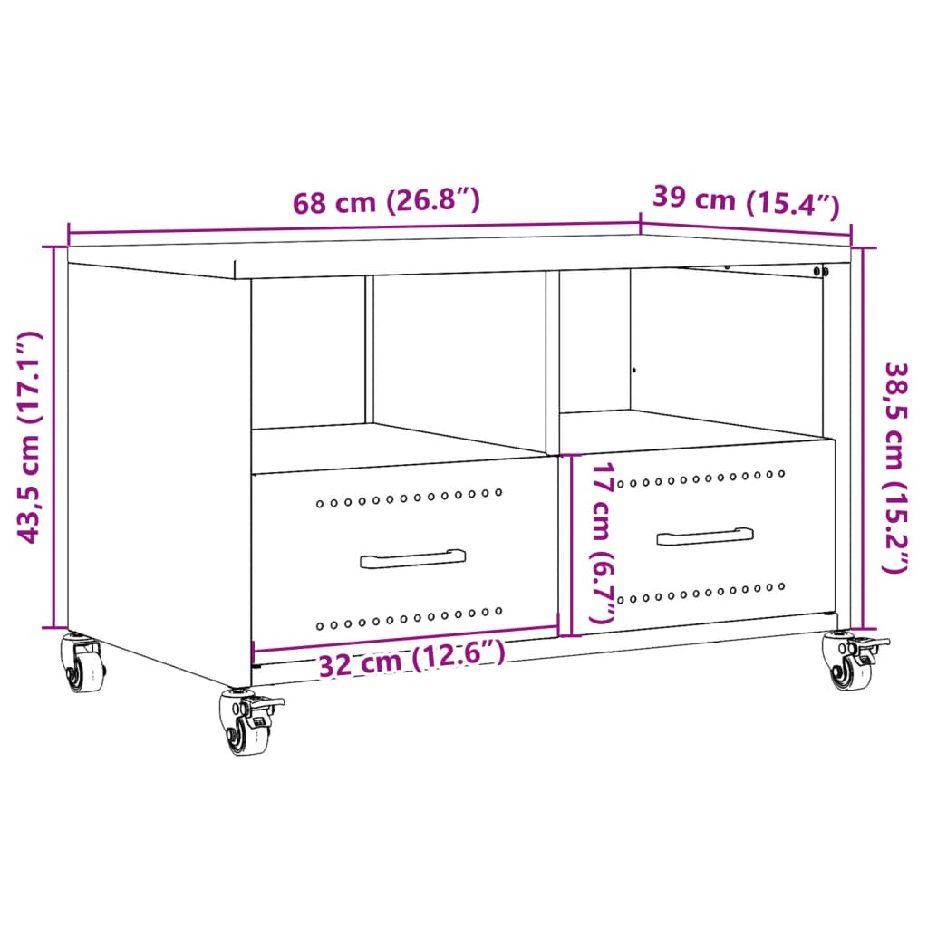 vidaXL Έπιπλο Τηλεόρασης Μουσταρδί 68x39x43,5 εκ. Ατσάλι Ψυχρής Έλασης