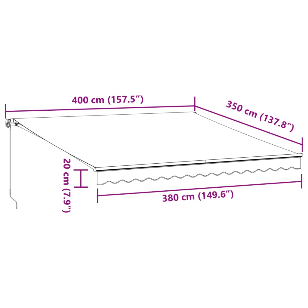 vidaXL Τέντα Πτυσσόμενη Χειροκίνητη με LED Καφέ 400x350 εκ.