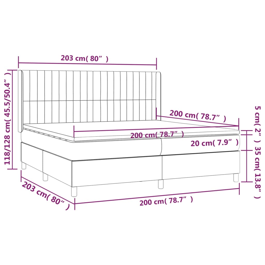 vidaXL Κρεβάτι Boxspring με Στρώμα Σκούρο Γκρι 200x200 εκ. Υφασμάτινο