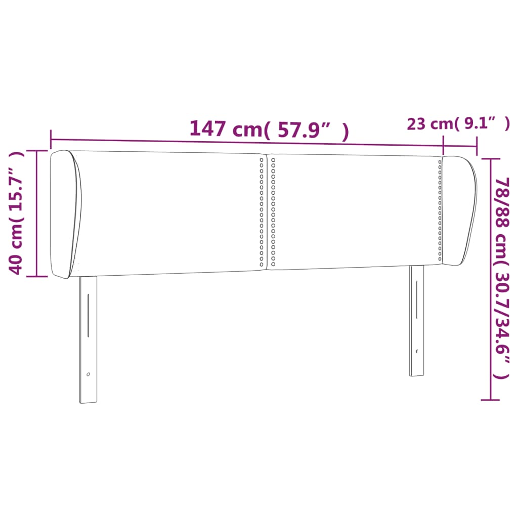 vidaXL Κεφαλάρι με Πτερύγια Σκούρο Γκρι 147x23x78/88 εκ. Βελούδινο