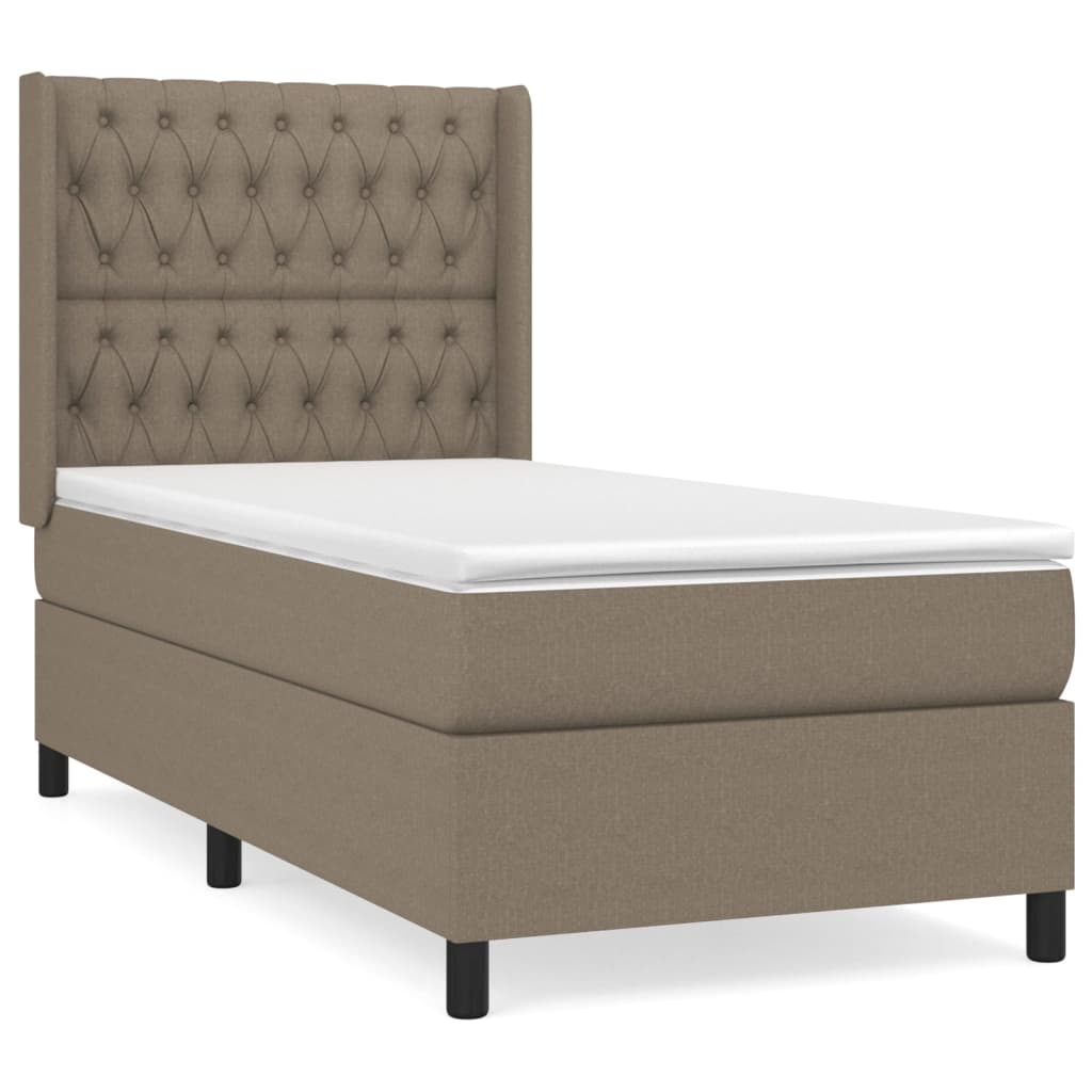 vidaXL Κρεβάτι Boxspring με Στρώμα Taupe 100 x 200 εκ. Υφασμάτινο