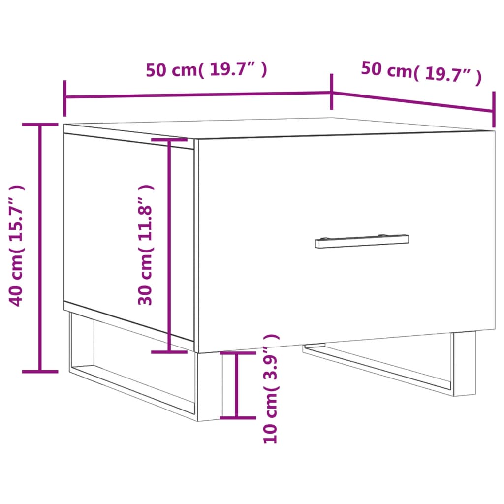 vidaXL Τραπεζάκια Σαλονιού 2 τεμ. Λευκά 50x50x40 εκ Επεξεργασμένο Ξύλο