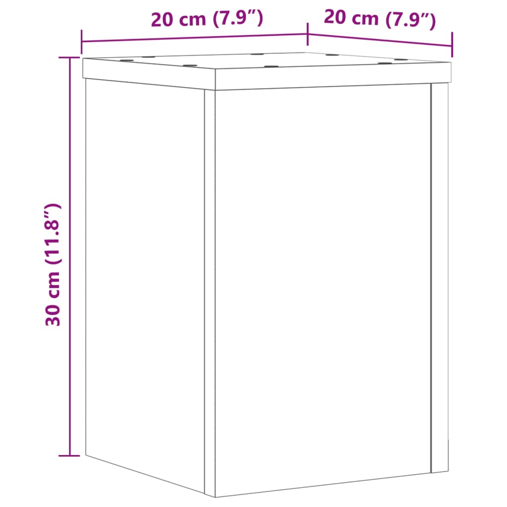 vidaXL Βάσεις Φυτών 2 τεμ. Μαύρες 20x20x30 εκ. από Επεξεργασμένο Ξύλο