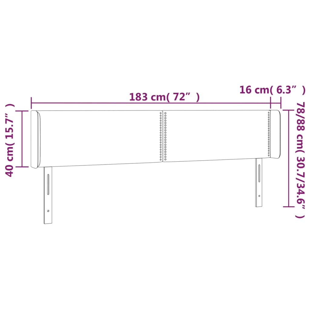 vidaXL Κεφαλάρι Κρεβατιού LED Ανοιχτό Γκρι 183x16x78/88 εκ. Υφασμάτινο