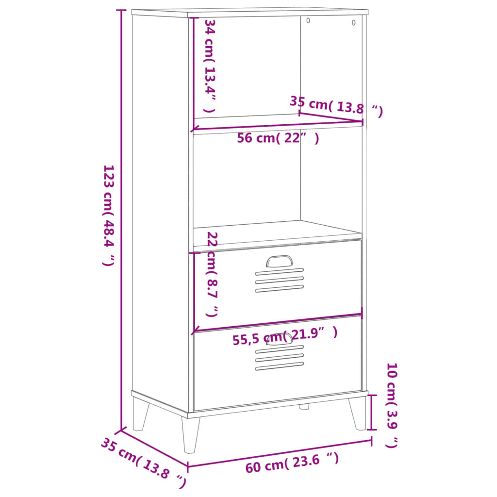 vidaXL Βιβλιοθήκη VIKEN Μαύρη 60x35x123 εκ. από Επεξεργασμένο Ξύλο