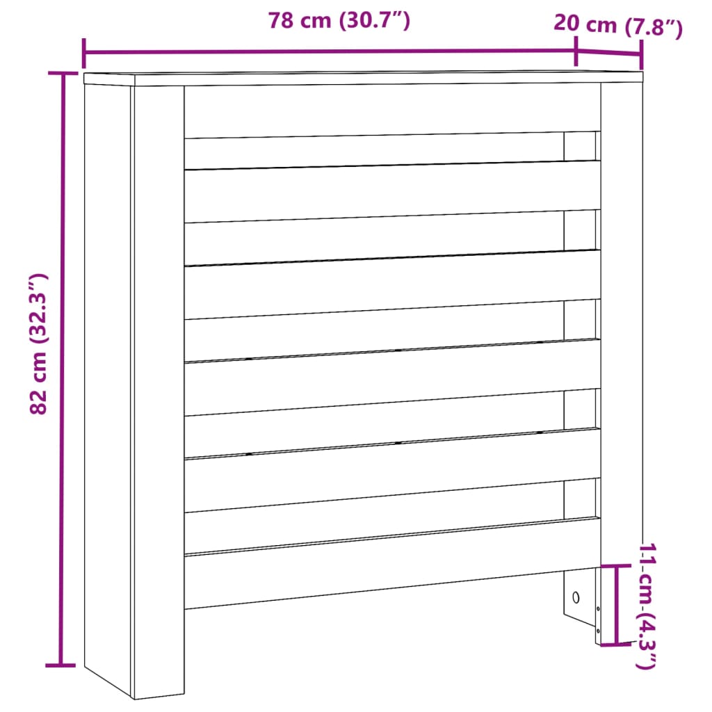 vidaXL Κάλυμμα Καλοριφέρ Λευκό 78x20x82 εκ. από Επεξεργασμένο Ξύλο