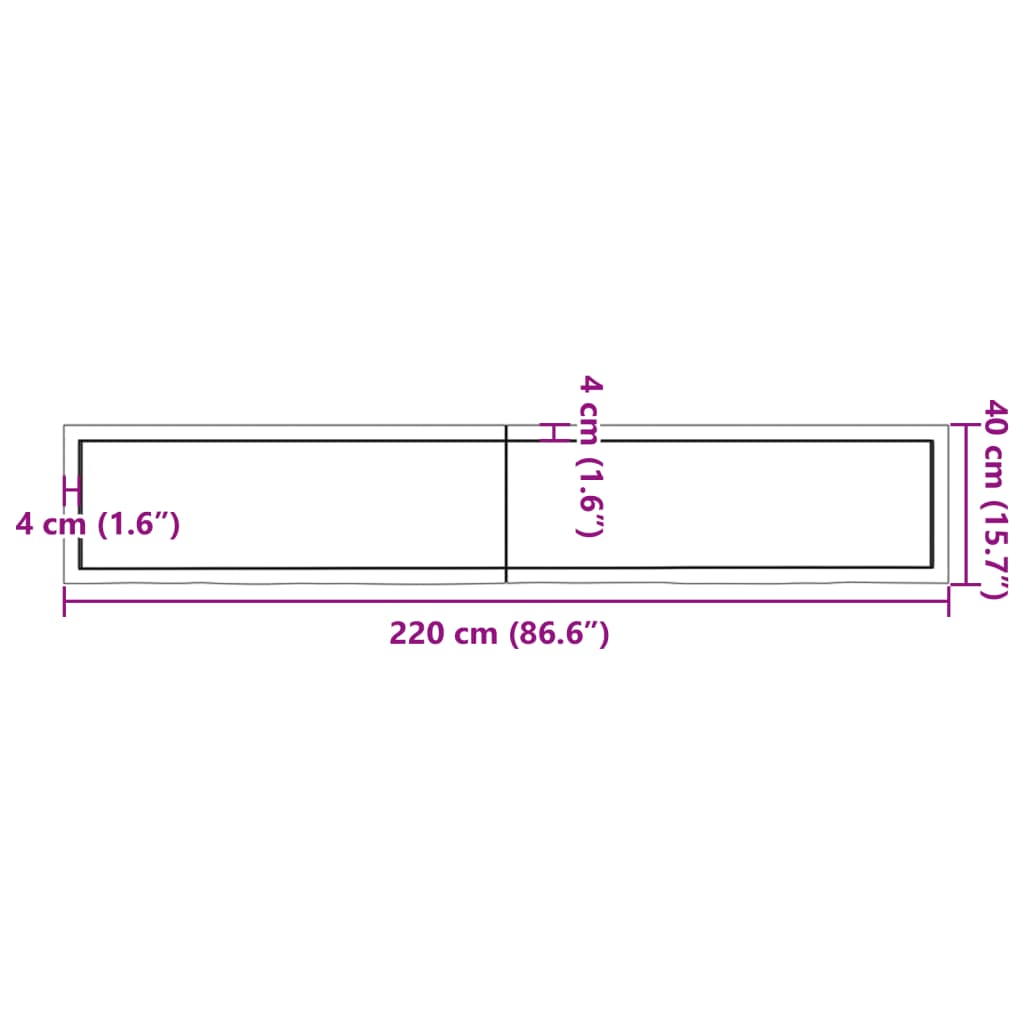 vidaXL Ράφι Τοίχου Ανοιχτό Καφέ 220x40x(2-4)εκ. Επεξ. Μασίφ Ξύλο Δρυός