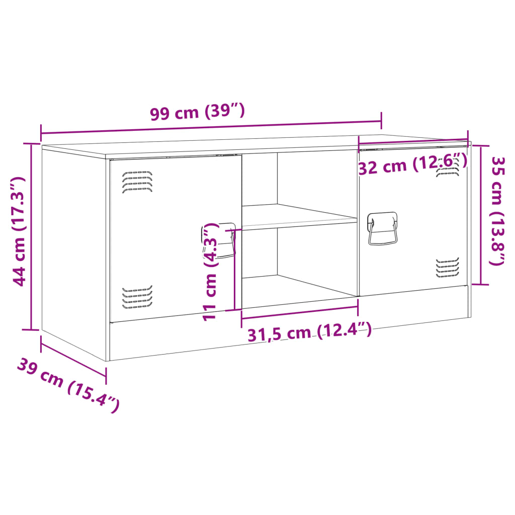 vidaXL Έπιπλο Τηλεόρασης Ανθρακί 99x39x44 εκ. από Χάλυβα