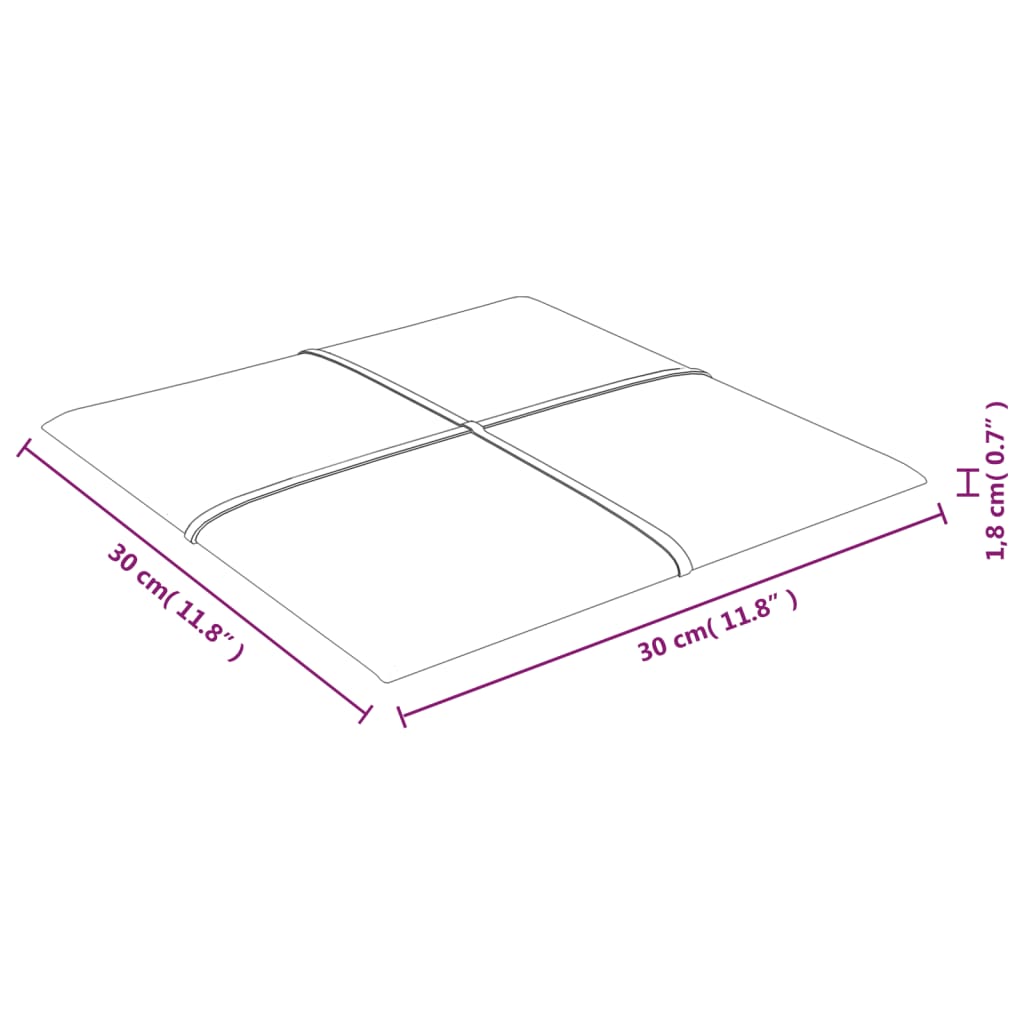 vidaXL Πάνελ Τοίχου 12 τεμ. Λευκό 30 x 30 εκ. 1,08 μ² Βελούδινα