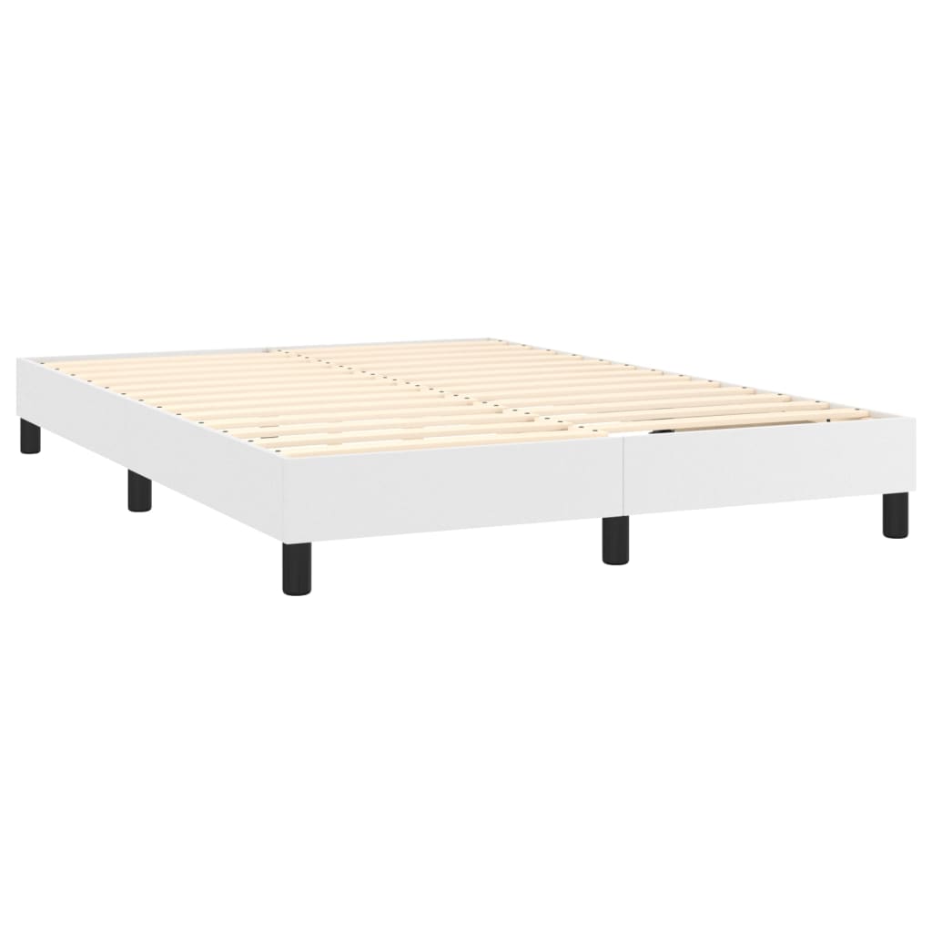 vidaXL Κρεβάτι Boxspring με Στρώμα Λευκό 140x200εκ.από Συνθετικό Δέρμα