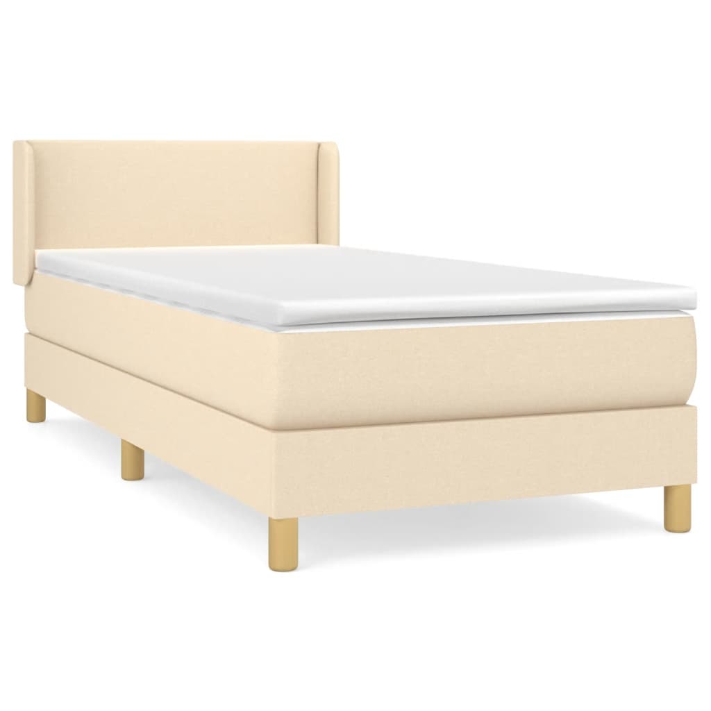 vidaXL Κρεβάτι Boxspring με Στρώμα Κρεμ 100 x 200 εκ. Υφασμάτινο