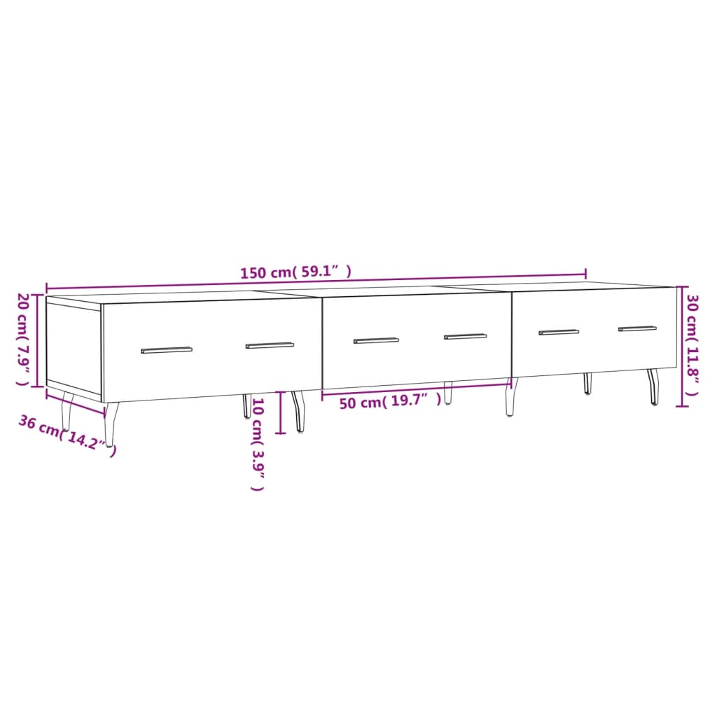 vidaXL Έπιπλο Τηλεόρασης Γκρι Sonoma 150 x 36 x 30 εκ. Επεξεργ. Ξύλο