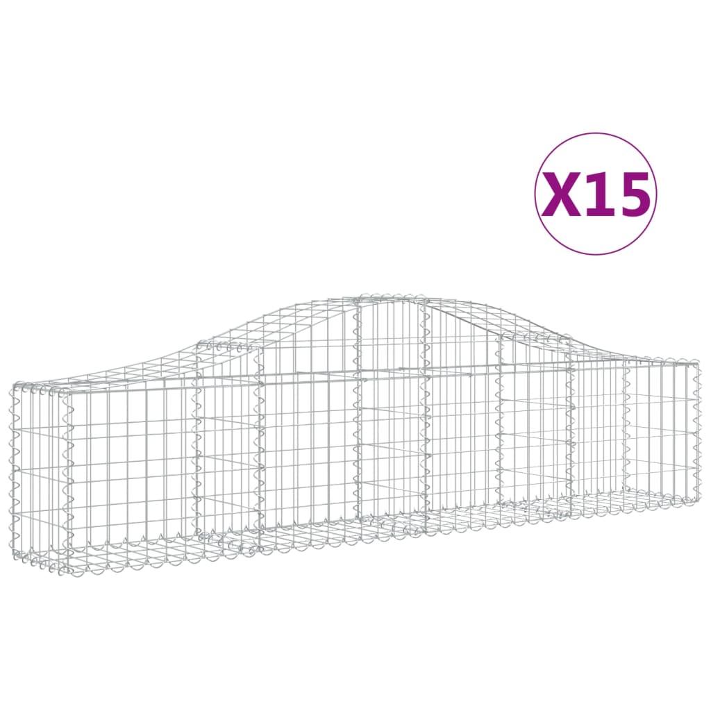 vidaXL Συρματοκιβώτια Τοξωτά 15 τεμ. 200x30x40/60 εκ. Γαλβαν. Ατσάλι