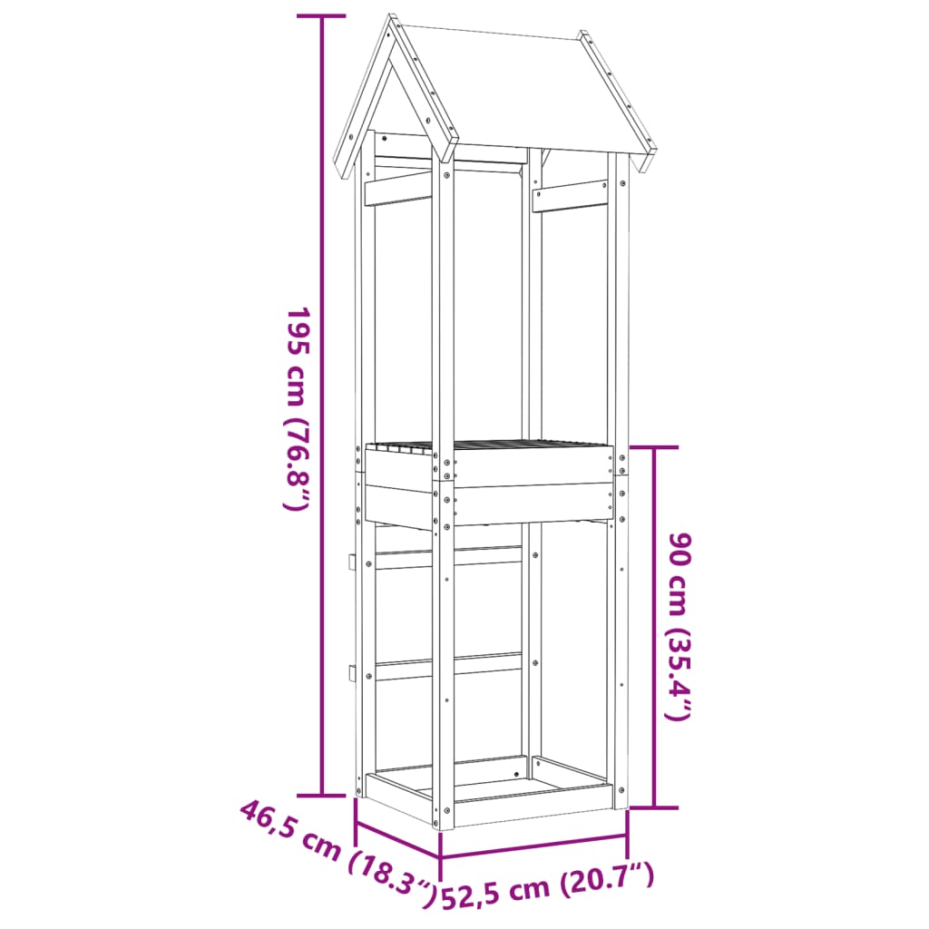 vidaXL Πύργος Παιχνιδιού 52,5x46,5x195 εκ. Μασίφ Ξύλο Ψευδοτσούγκας