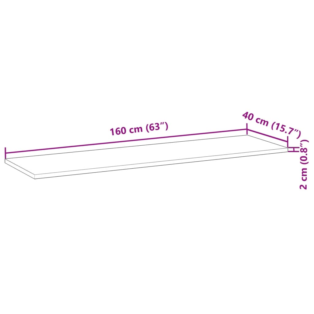 vidaXL Επιφάνεια Γραφείου Ορθογώνια 160x40x2 εκ. Μασίφ Ξύλο Ακακίας