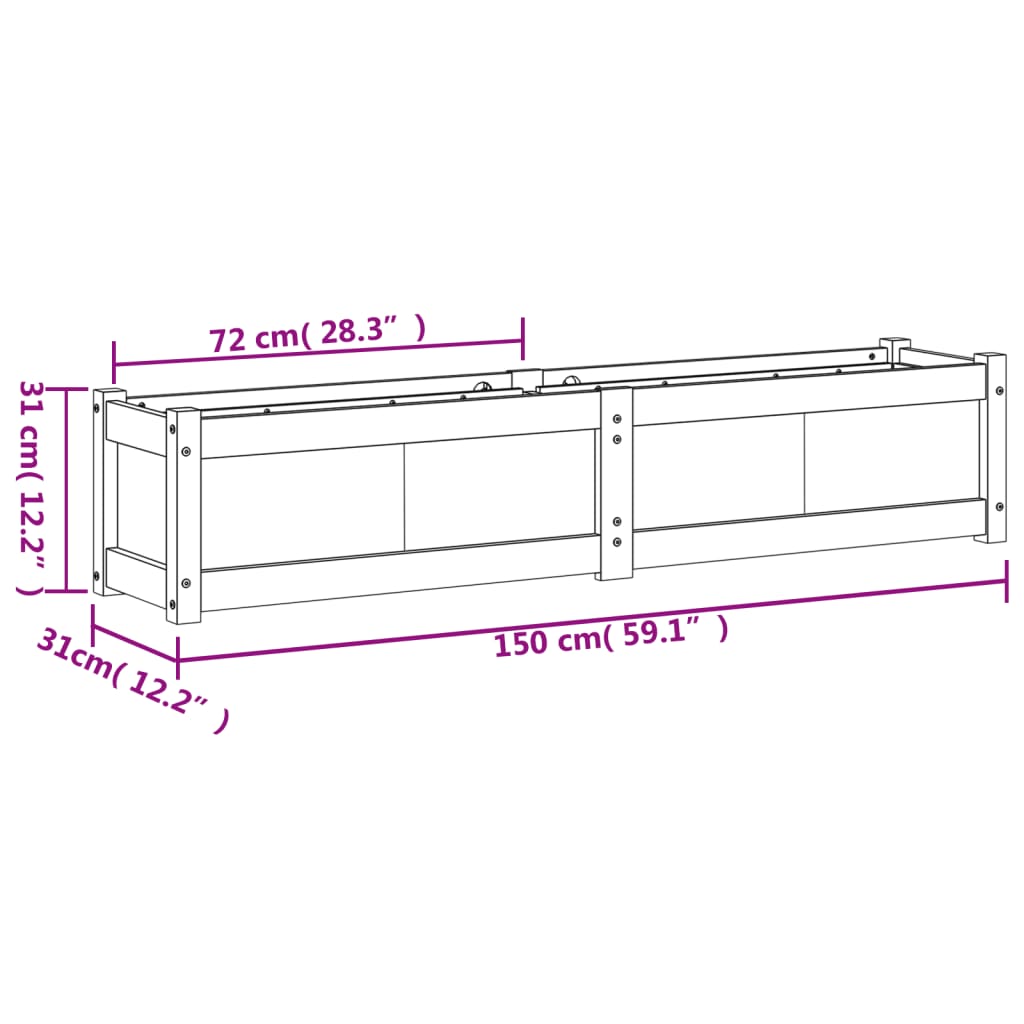 vidaXL Ζαρντινιέρα 150 x 31 x 31 εκ. από Μασίφ Ξύλο Πεύκου