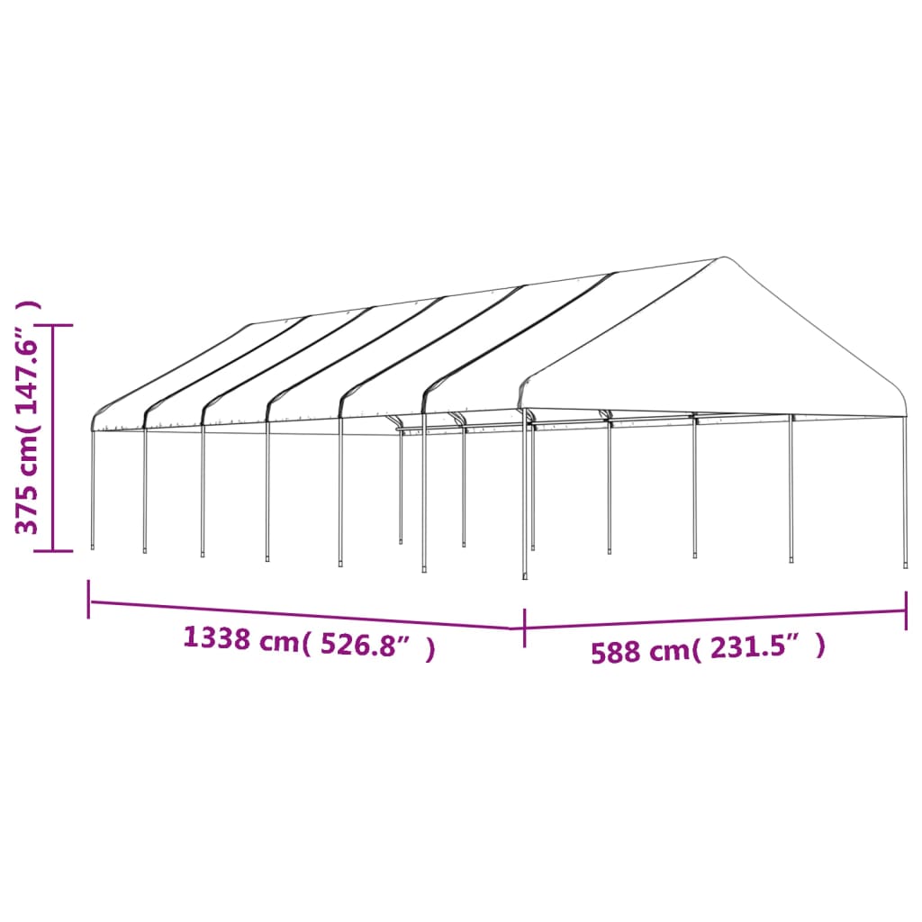 vidaXL Κιόσκι με Τέντα Λευκό 13,38 x 5,88 x 3,75 μ. από Πολυαιθυλένιο