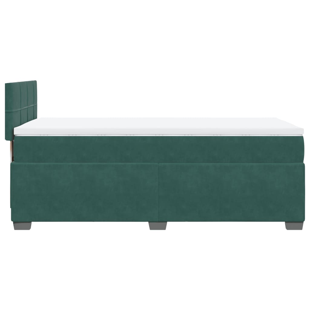 vidaXL Κρεβάτι Boxspring με Στρώμα Σκούρο Πράσινο 100x200εκ. Βελούδινο